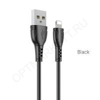 Кабель USB BOROFONE BX51i (2.4A Fast Charge - 1 м.) резиновый (разъём Lightning, цвет черный, в коро
