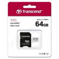 Карта памяти Transcend 300S 64GB MicroSDHC Class 10 (c адаптером SD)