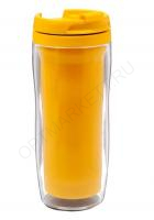 Термостакан пластиковый под полиграфическую вставку, желтый, 350 мл